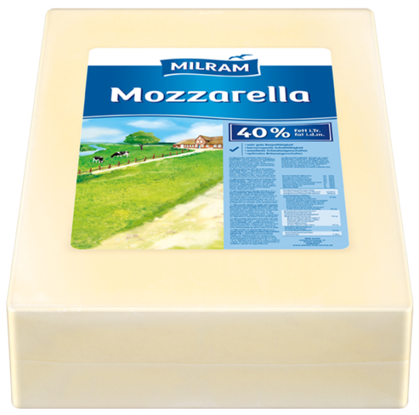 MILRAM Mozzarella 40% F.i.Tr. Block, ca. 15 kg