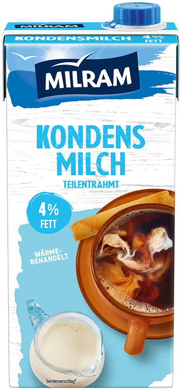 MILRAM Kondensmilch 4% Fett Weichpackung, 1 kg 