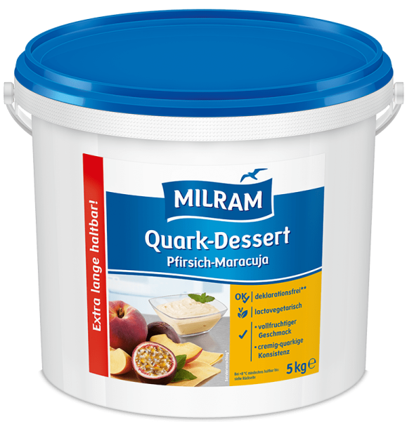 MILRAM Quark-Dessert Pfirsich-Maracuja, 5 kg MILRAM Quark-Dessert Pfirsich-Maracuja, 5 kg