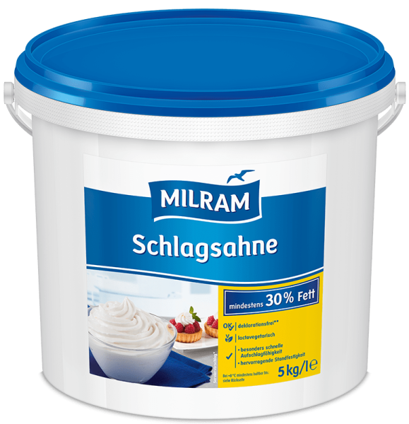 MILRAM Schlagsahne 30% Fett, 5 kg MILRAM Schlagsahne 30% Fett, 5 kg