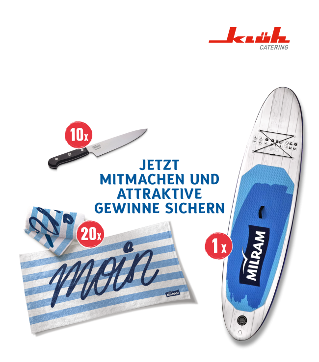 Preise, die gewonnen werden können: Messer, Tuch, SUP