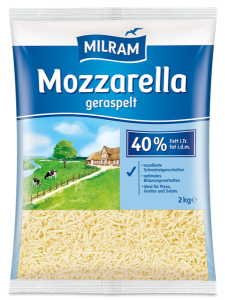MILRAM Mozzarella 40% F.i.Tr. geraspelt, 2 kg