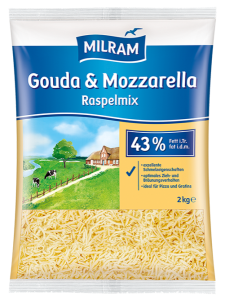 MILRAM Raspelmix Gouda & Mozzarella, 43 % F.i.Tr., 2 kg